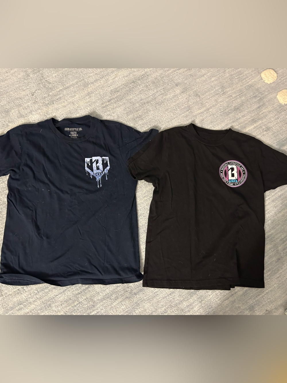Two Baseball Lifestyle 101 in Black and Navy Tee - Casual Short Sleeve Top-